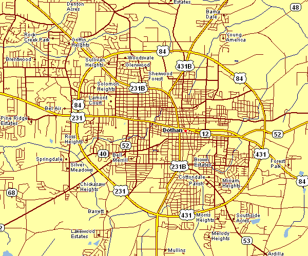 Street Map of Dothan, Alabama