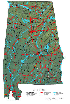 Printable Map of Alabama