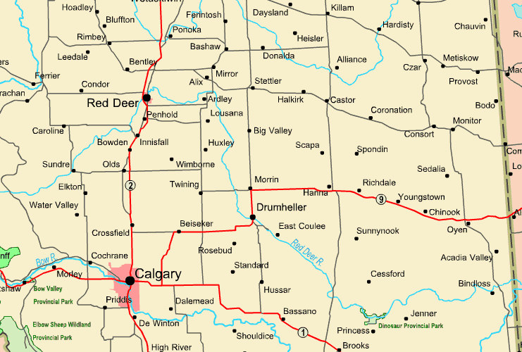 Map Of Calgary Region
