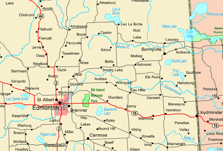 Map Of Edmonton Region