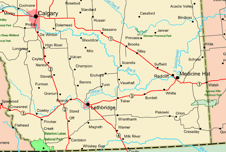 Map Of Southern Alberta