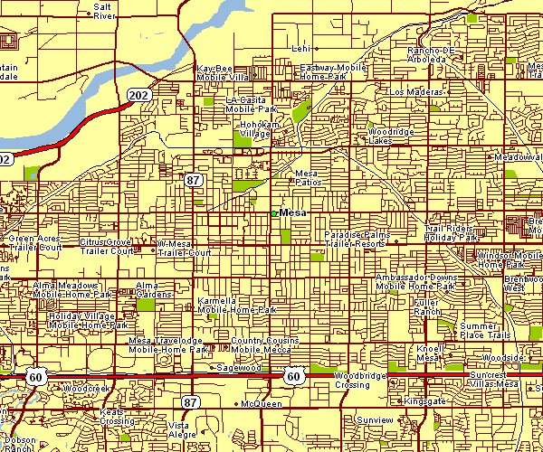 Street Map of Mesa, Arizona