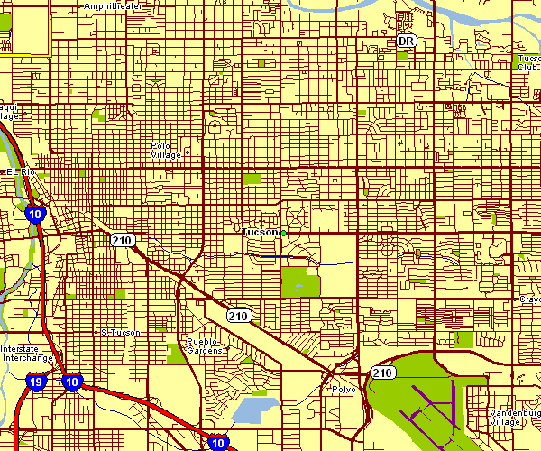 Street Map of Tuscon, Arizona