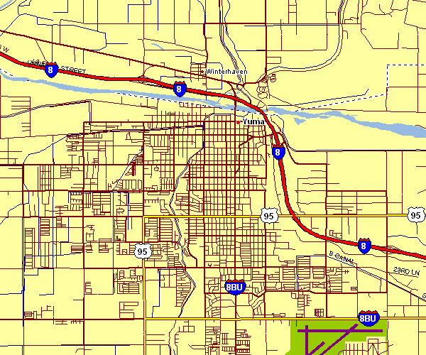 Street Map of Yuma, Arizona
