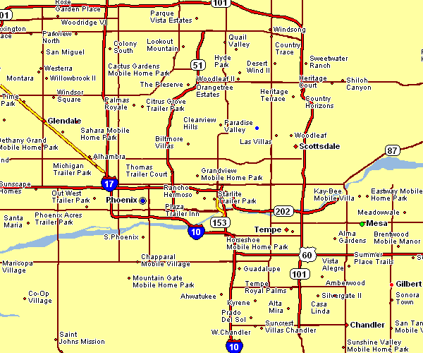 Road Map of Phoenix, Arizona