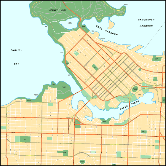 Printable Map of Vancouver City