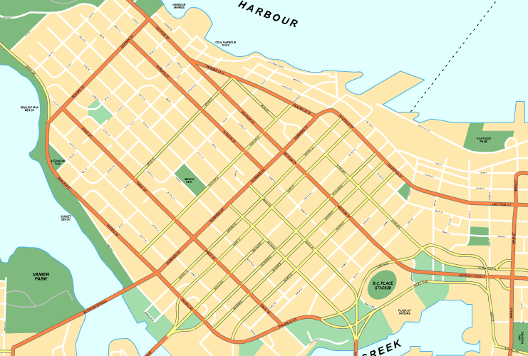 Printable Map of Vancouver Downtown