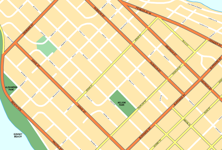 Printable Map of Vancouver Westend