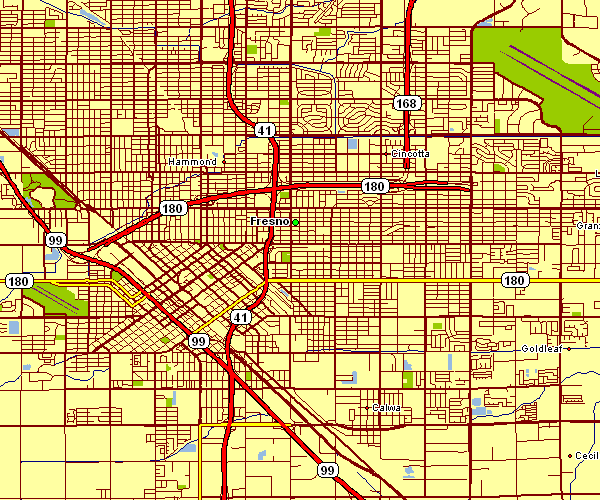 Street Map of Fresno, California