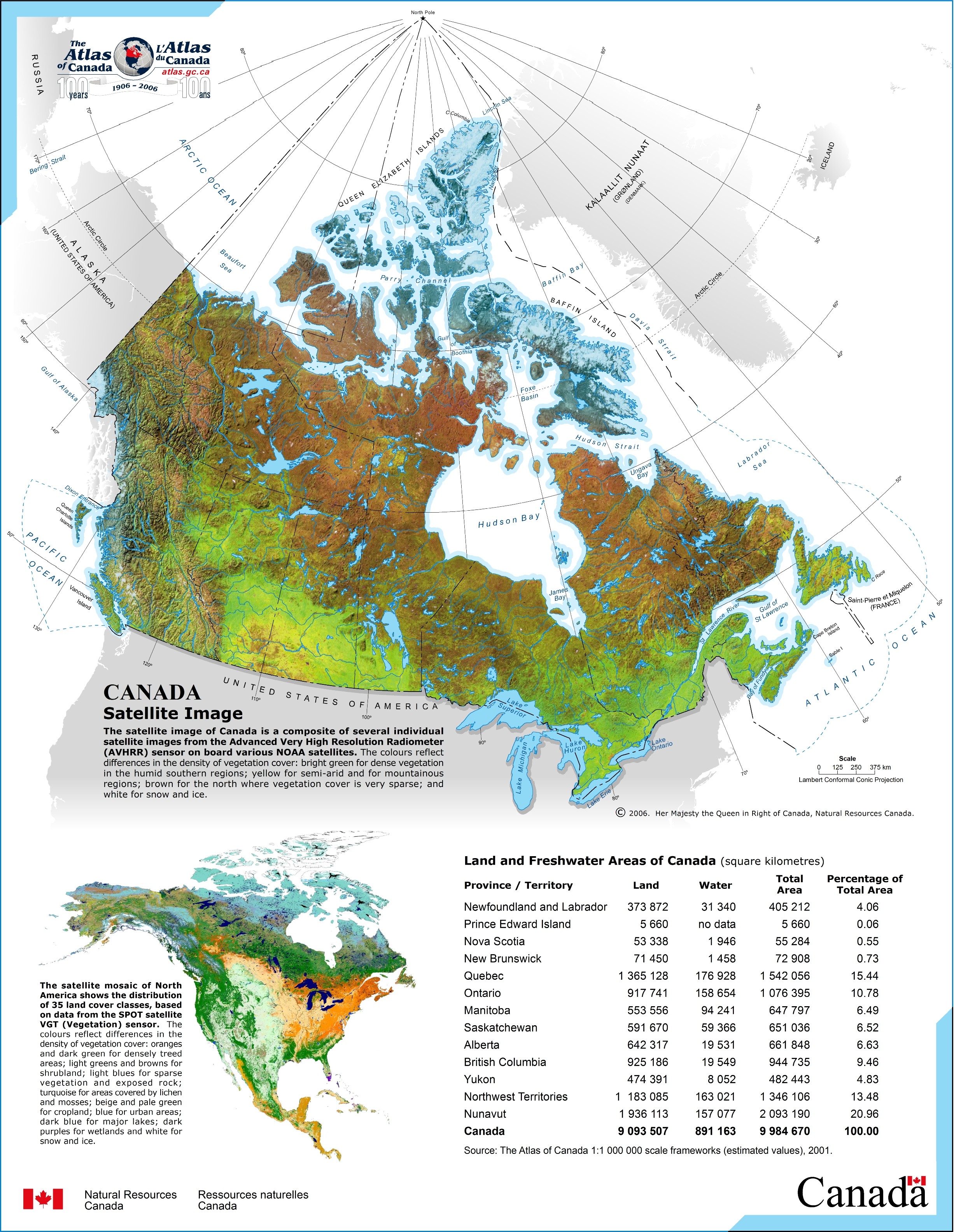 Printable Map of Canada Satellite