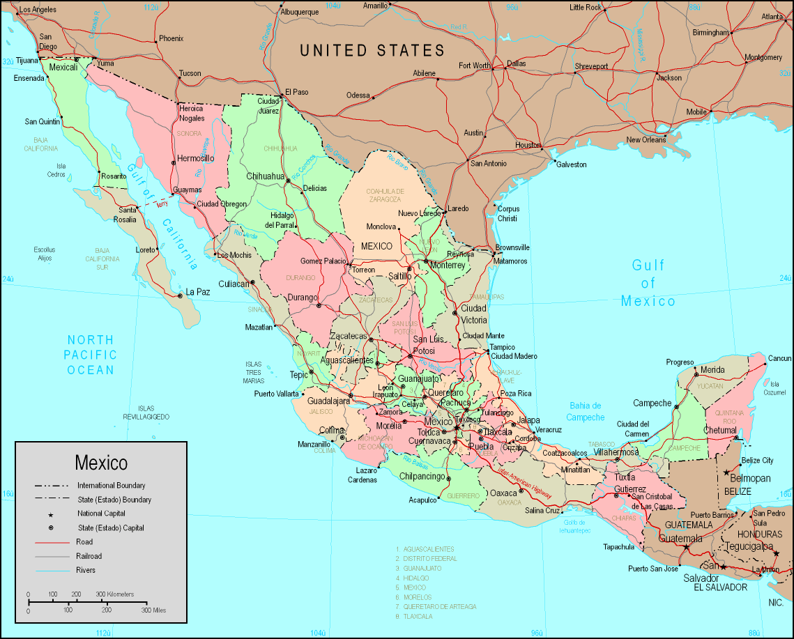 Online Map of Mexico Large