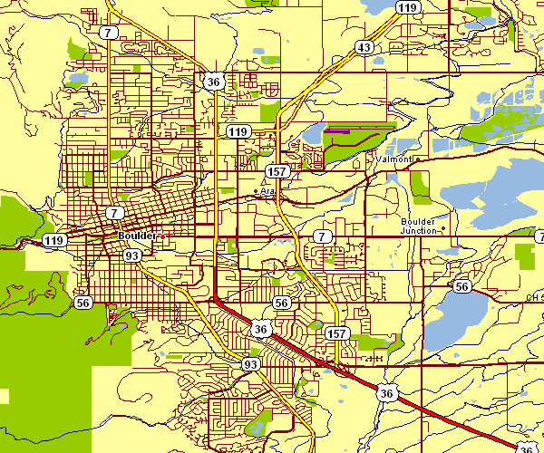 Street Map of Boulder, Colorado