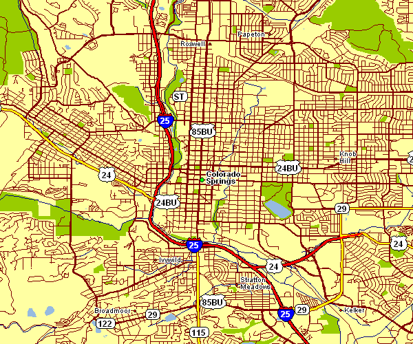 Street Map of Colorado Springs