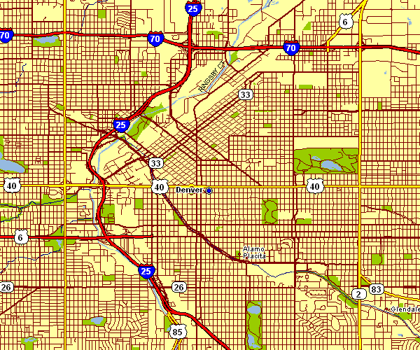 Street Map of Denver, Colorado