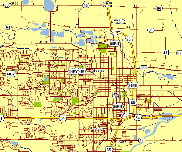 Street Map of Greeley, Colorado