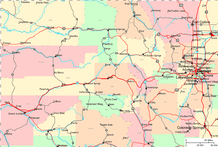 Highway Map of Northwestern Colorado