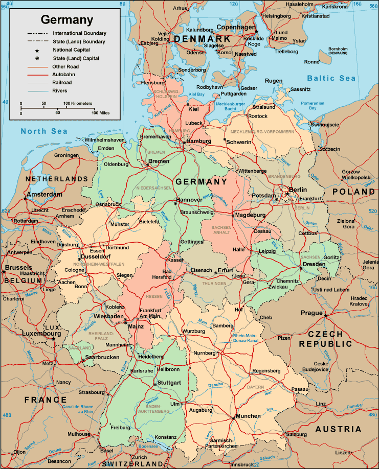 Printable Map of Germany