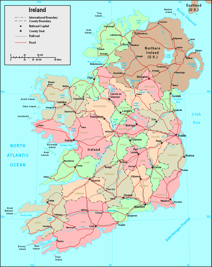 Printable Map of Ireland