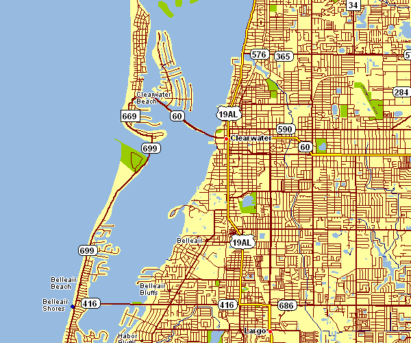 Street Map of Clearwater, Florida