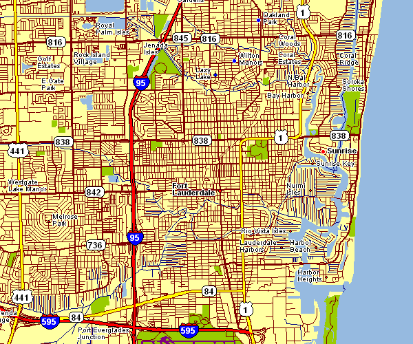 Street Map of Fort Lauderdale, Florida