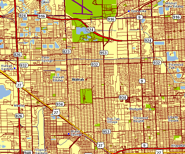 Street Map of Hialeah, Florida