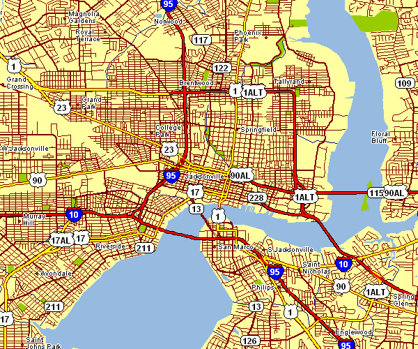 Street Map of Jacksonville, Florida