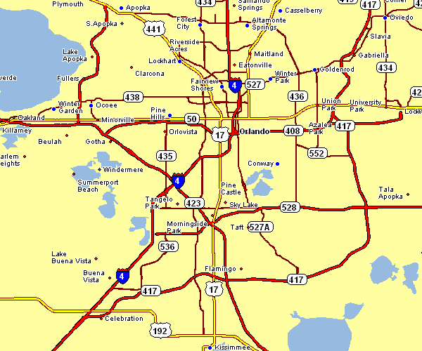 Road Map of Orlando, Florida