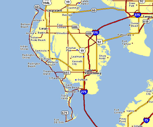 Road Map of Saint Petersburg, Florida
