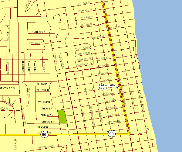 Inner City Map of Jacksonville Beach, Florida