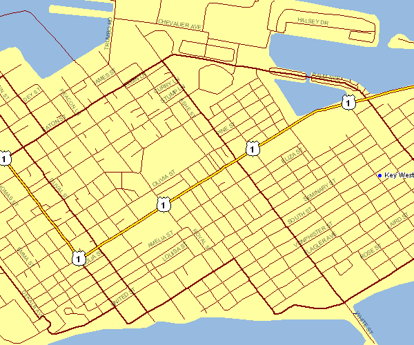 Inner City Map of Key West, Florida