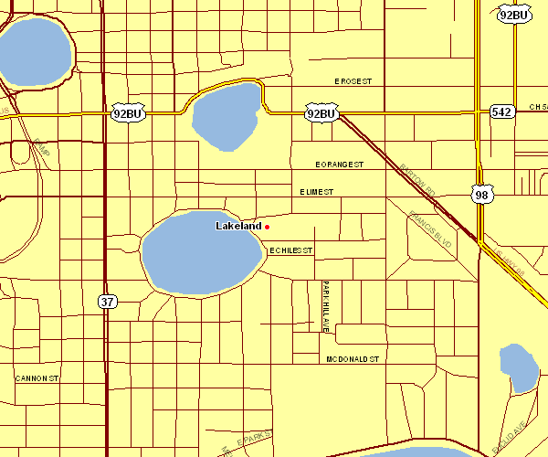 Inner City Map of Lakeland, Florida