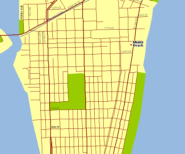 Inner City Map of Miami Beach, Florida