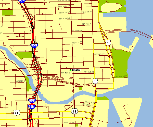 Inner City Map of Miami, Florida