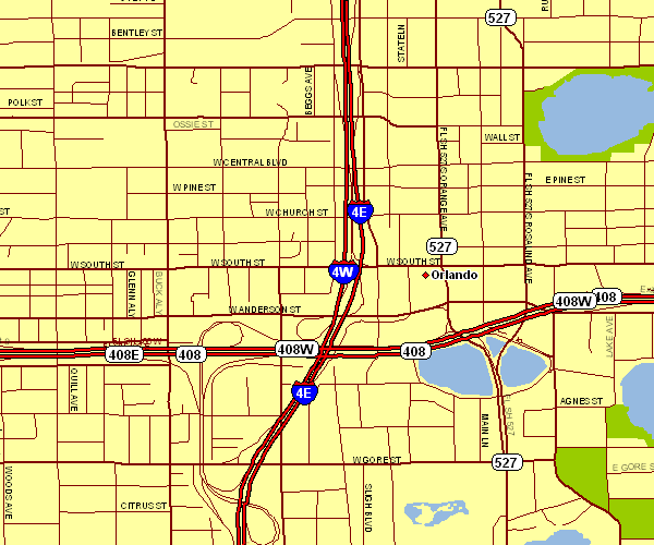 Inner City Map of Orlando, Florida