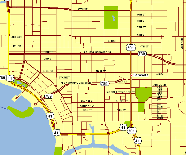 Inner City Map of Sarasota, Florida