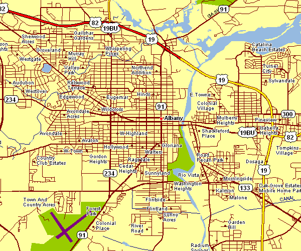 Street Map of Albany, Georgia
