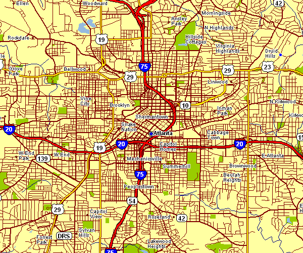 Street Map of Atlanta, Georgia