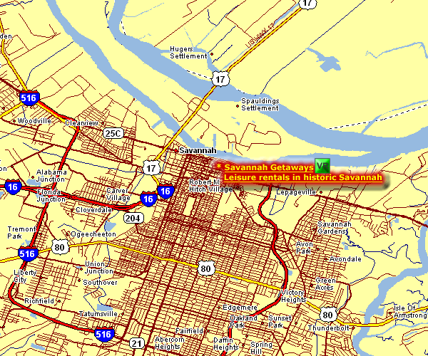 Street Map of Savannah, Georgia