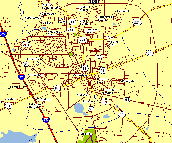 Street Map of Valdosta, Georgia