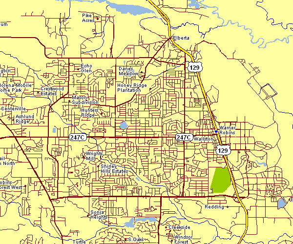 Street Map of Warner Robbins, Georgia