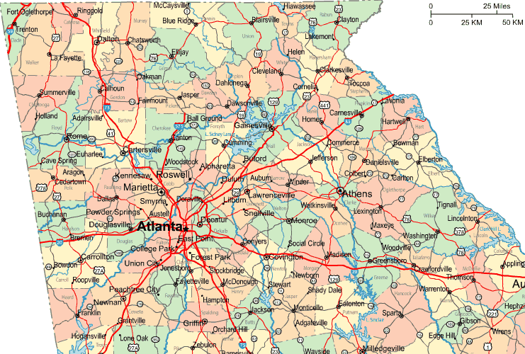 Highway Map of Northern Georgia