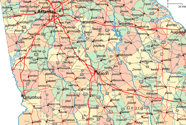 Highway Map of West Central Georgia