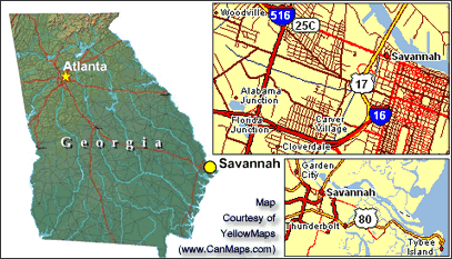 Printable Map of Savannah Georgia Locator