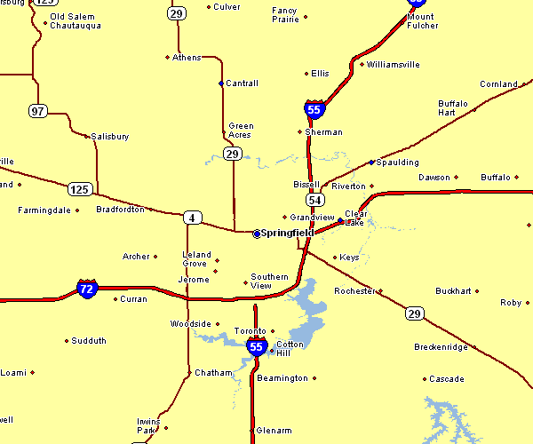 Road Map of Springfield, Illinois