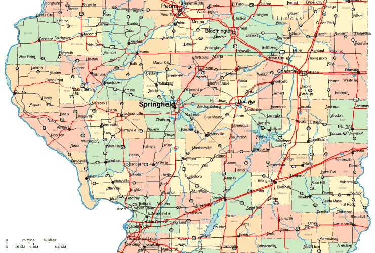 Highway Map of Central Illinois