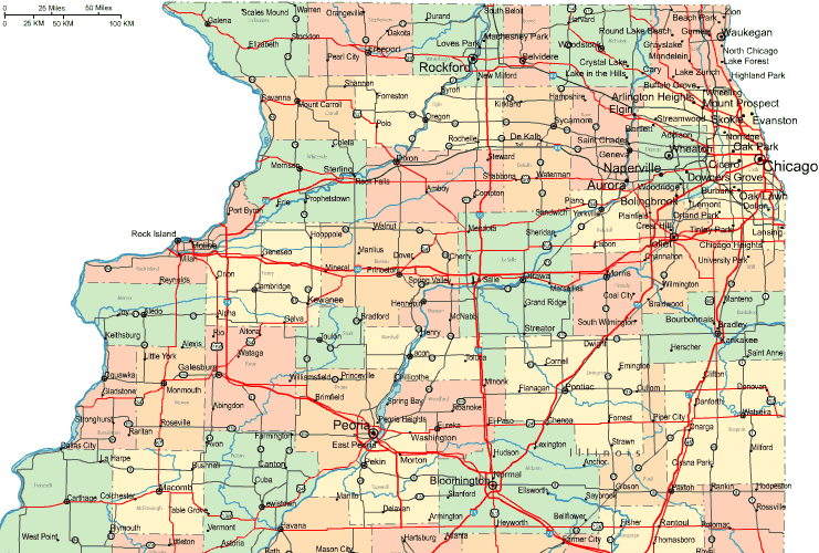 Highway Map of Northern Illinois