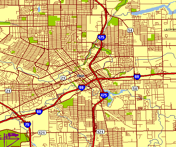 Street Map of Flint, Michigan