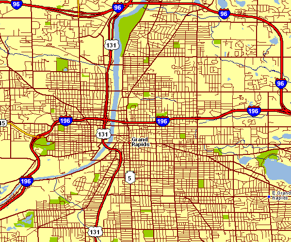 Street Map of Grand Rapids, Michigan