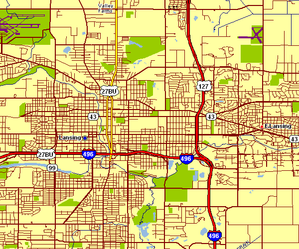 Street Map of Lansing, Michigan
