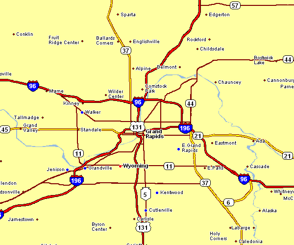 Road Map of Grand Rapids, Michigan